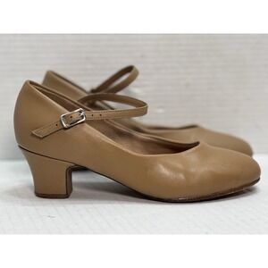 Bloch Broadway-Lo Character Dance Shoes Tan Mary Jane Heel Womens 7 M